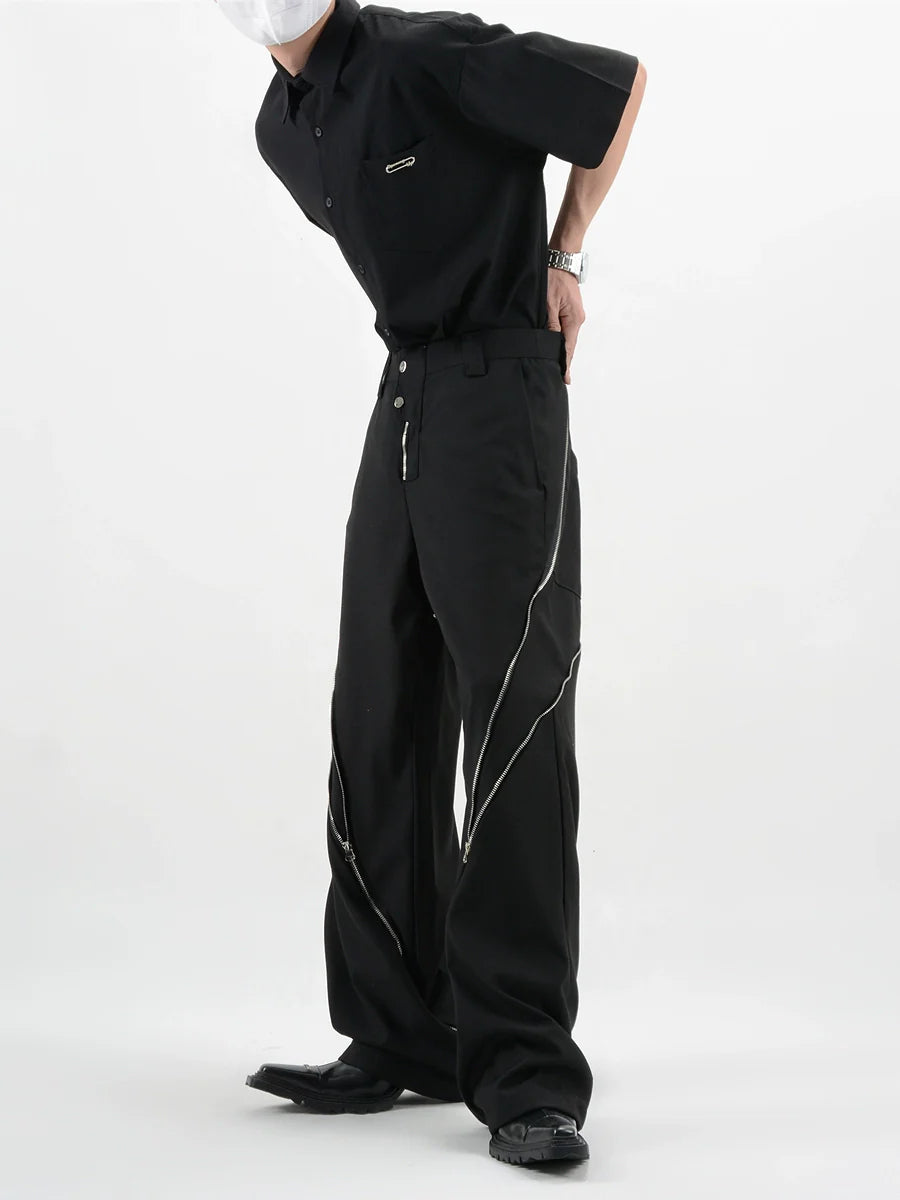 Zip Design Straight Pants