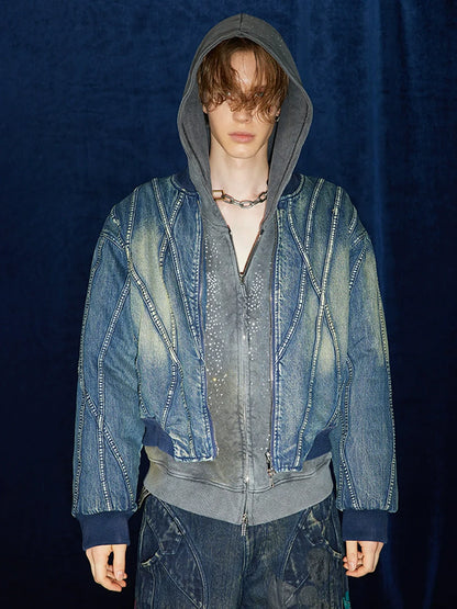 Line Denim Bomber Jacket