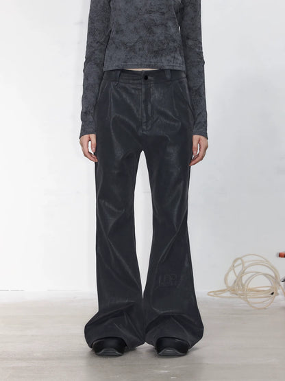 Pocket Flare Leather Pants