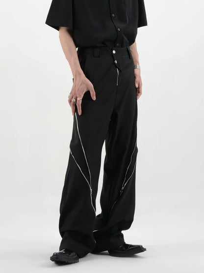 Zip Design Straight Pants