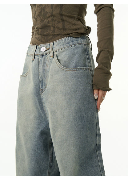 Up-side-down design denim jeans