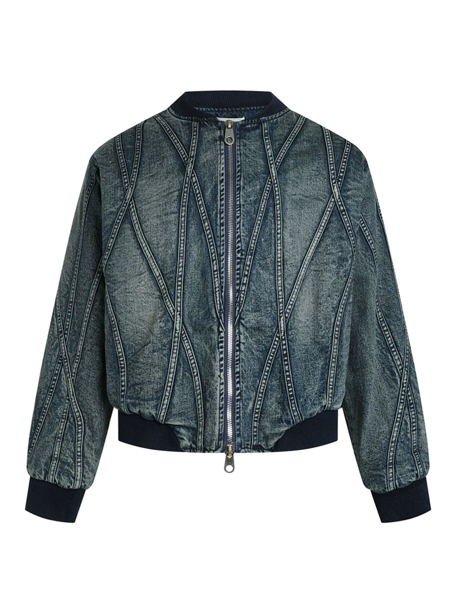 Line Denim Bomber Jacket