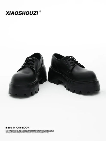 Round Toe Platform Leather Shoes