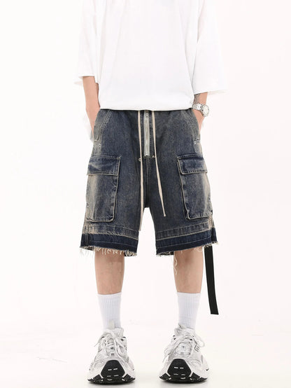 Drawstring Half Denim Pants