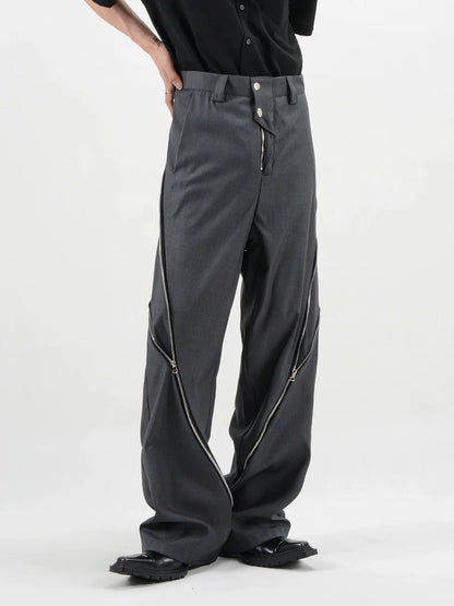 Zip Design Straight Pants