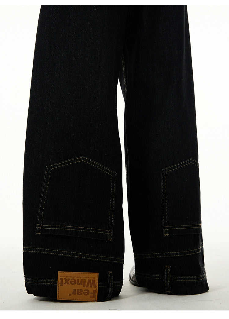 Up-side-down design denim jeans