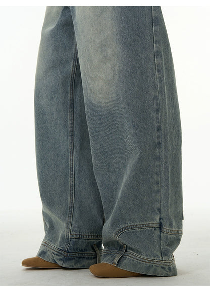 Up-side-down design denim jeans