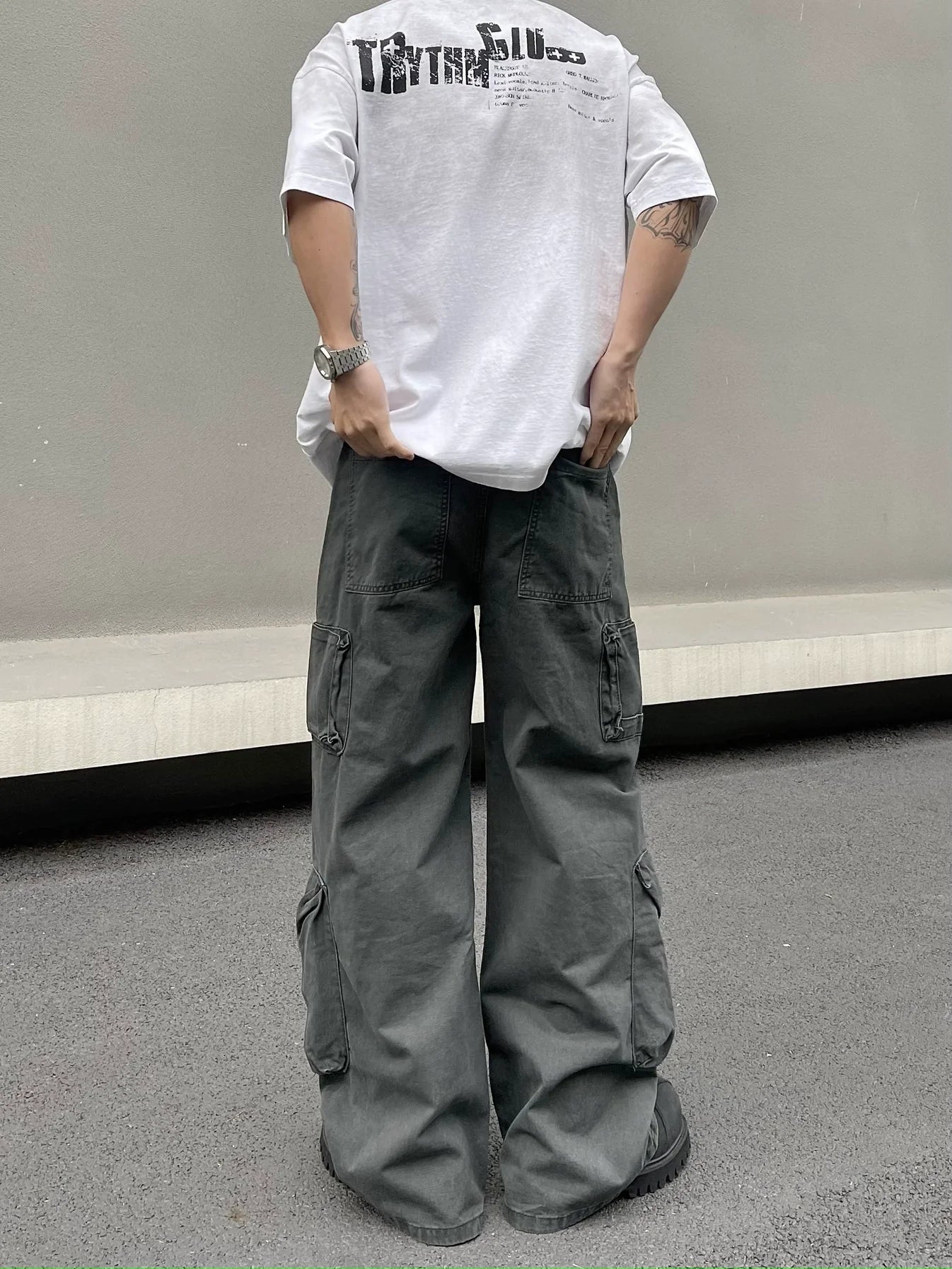 Tied Zip Design Work Pants