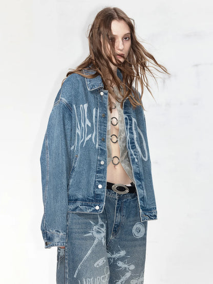 Graffiti Loose Denim Jacket