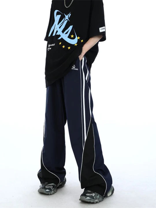 Side panel striped track pants