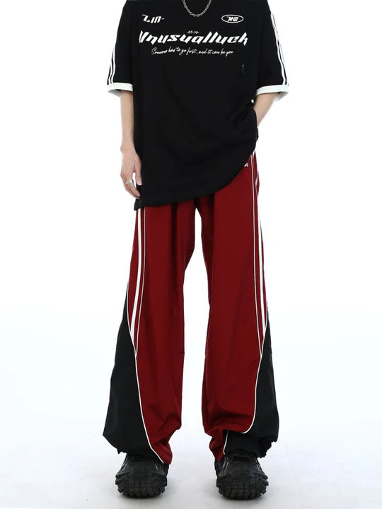 Side panel striped track pants