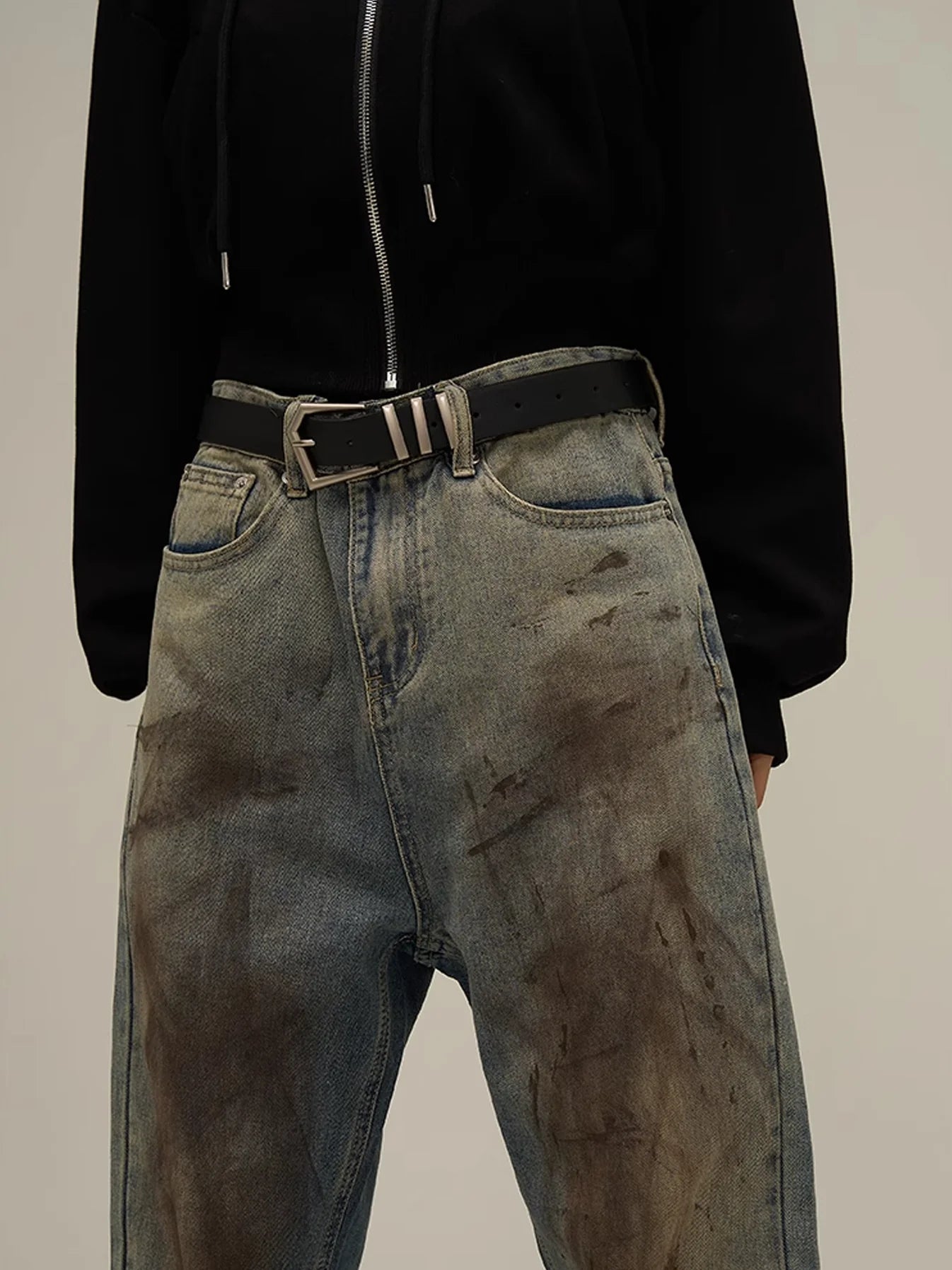 Dirty Washed Denim Pants