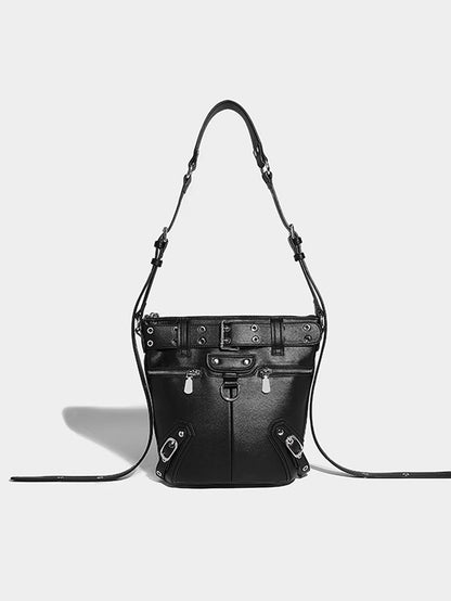 Leather Biker Bucket Bag