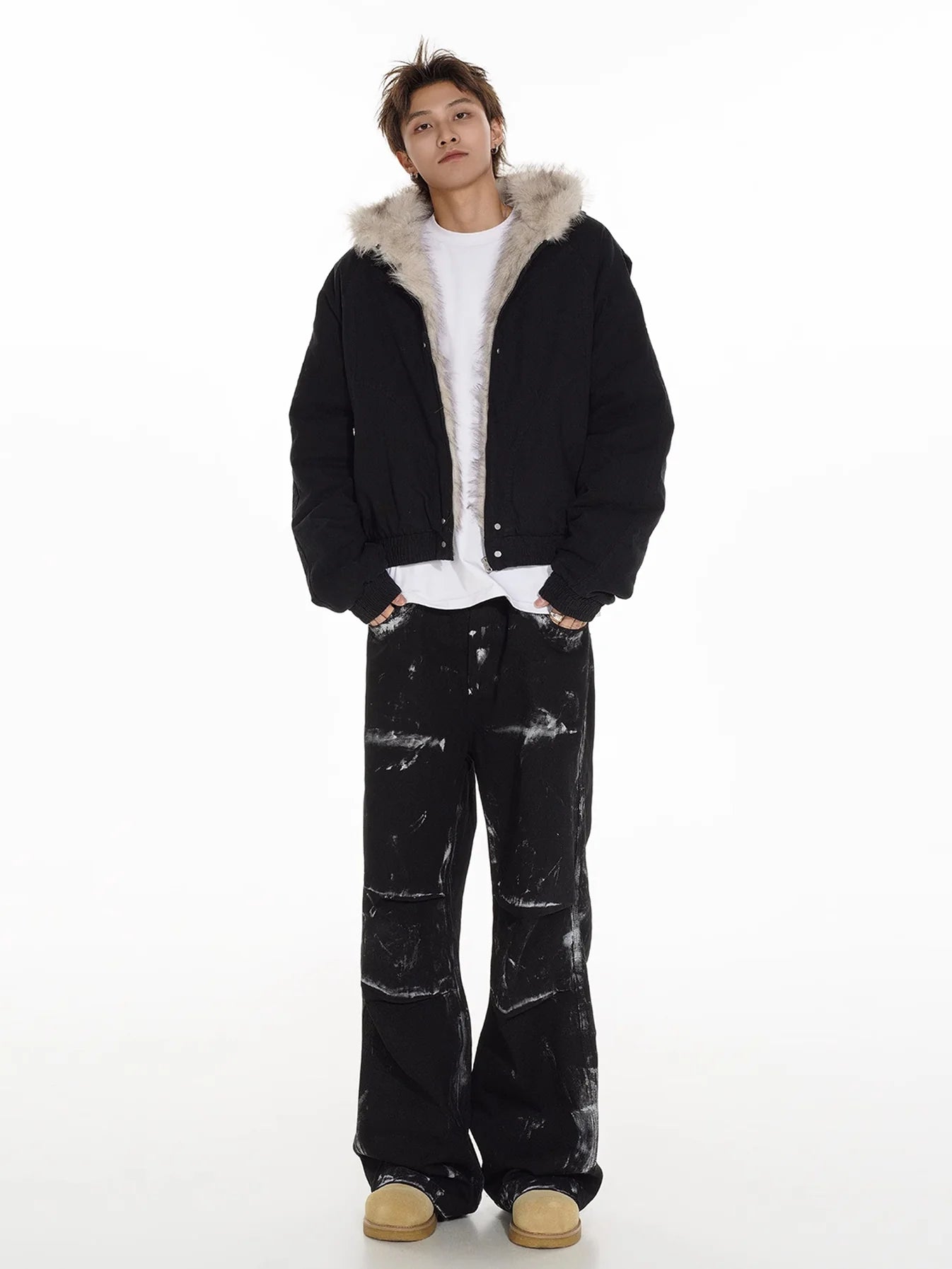 Fur Zipper Hooded Jacket