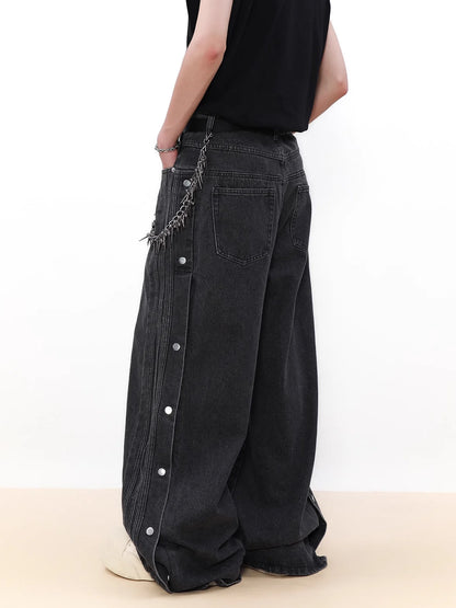 Snap Button Denim Pants