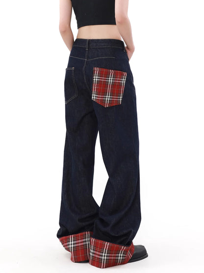 Vintage Check Denim Pants