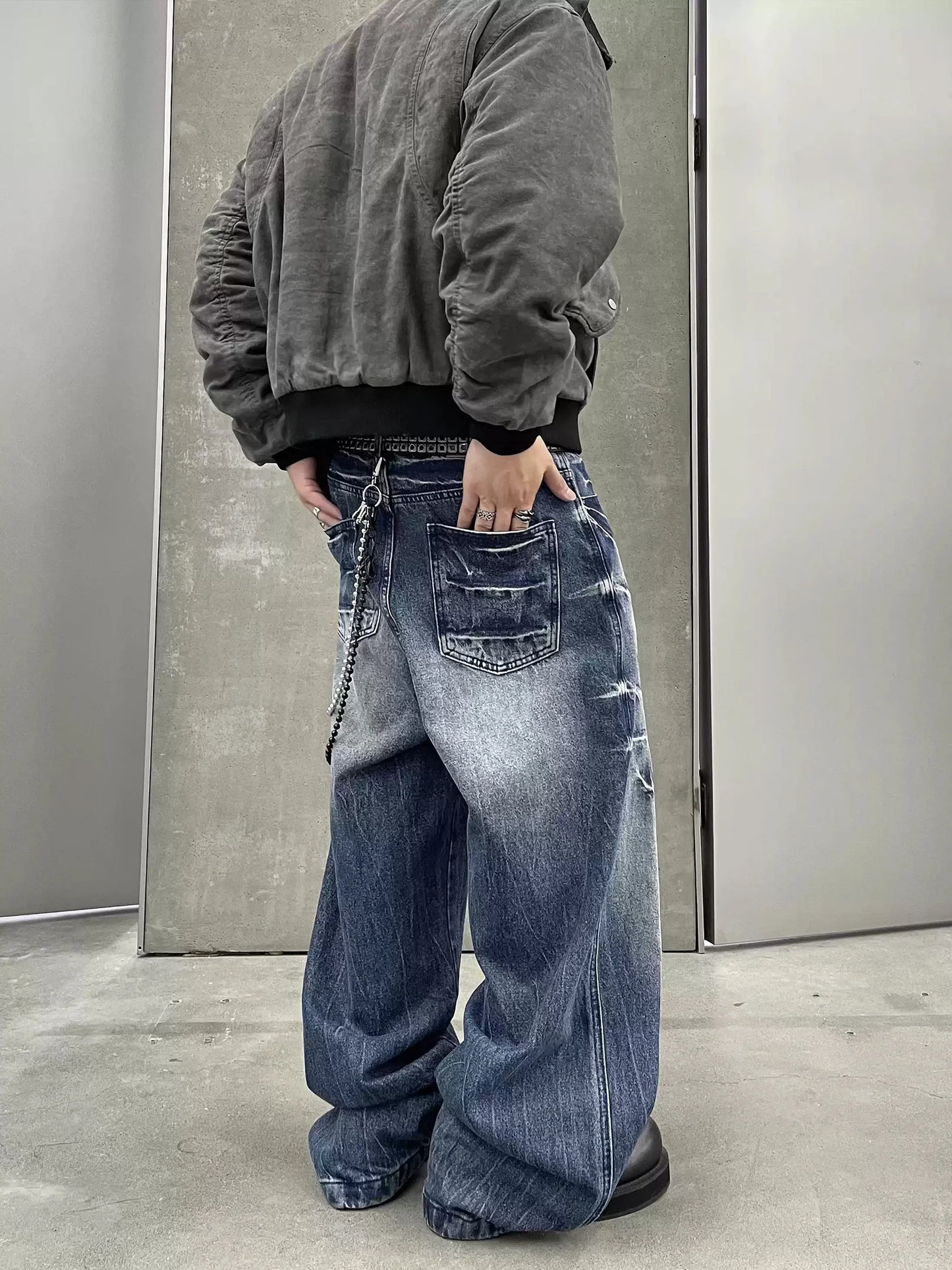 Aged Baggy Denim Pants