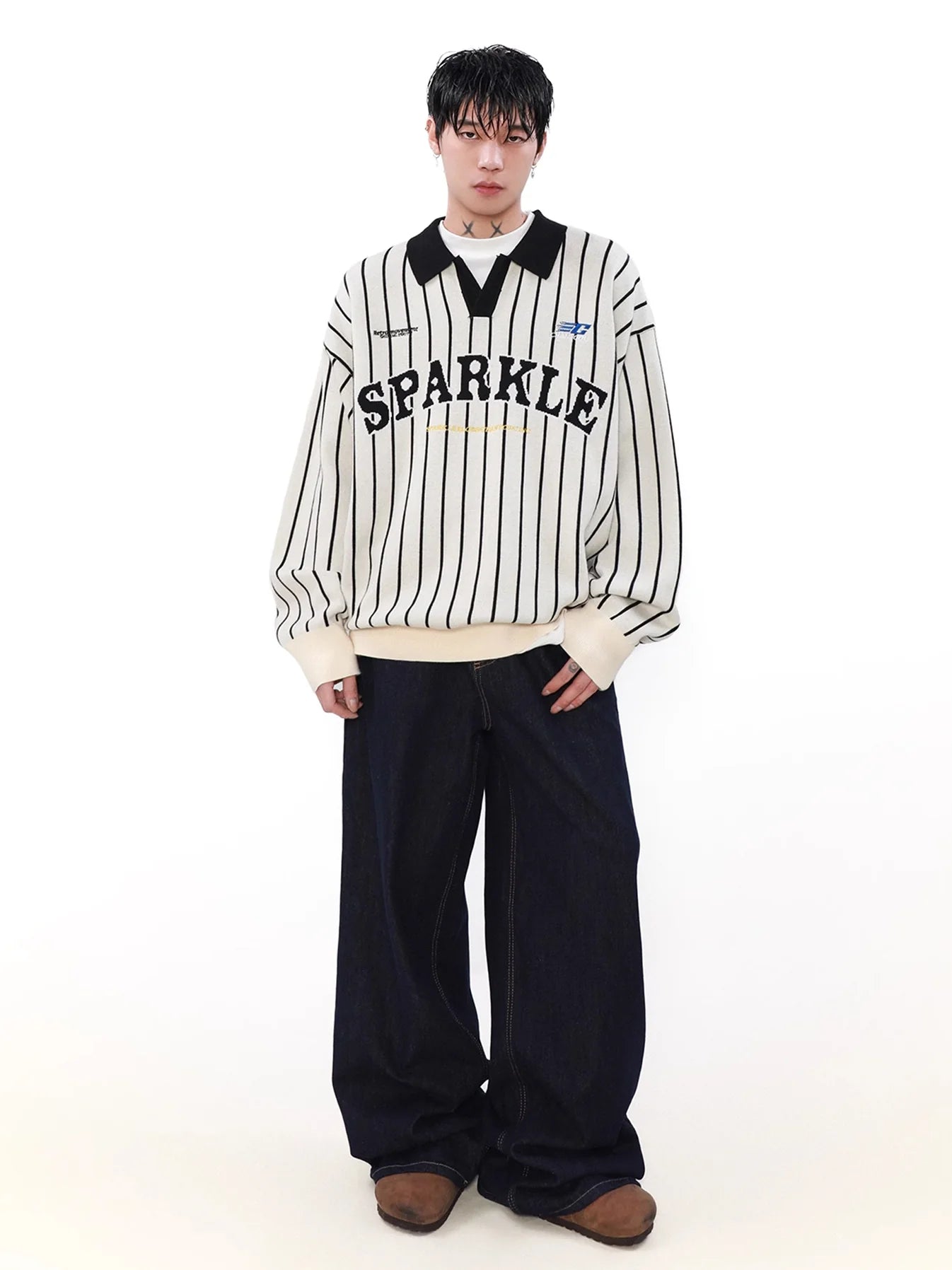 Stripe Polo Sweatshirt