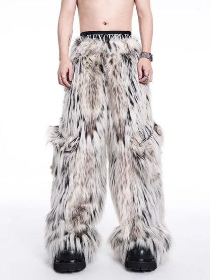 Luxury Fur Design Cargo Pants