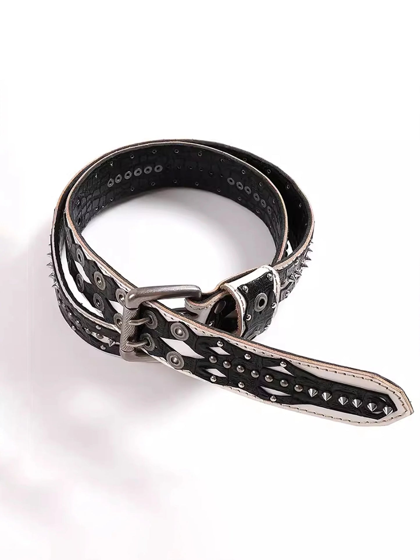 Metal Stud Croco Belt