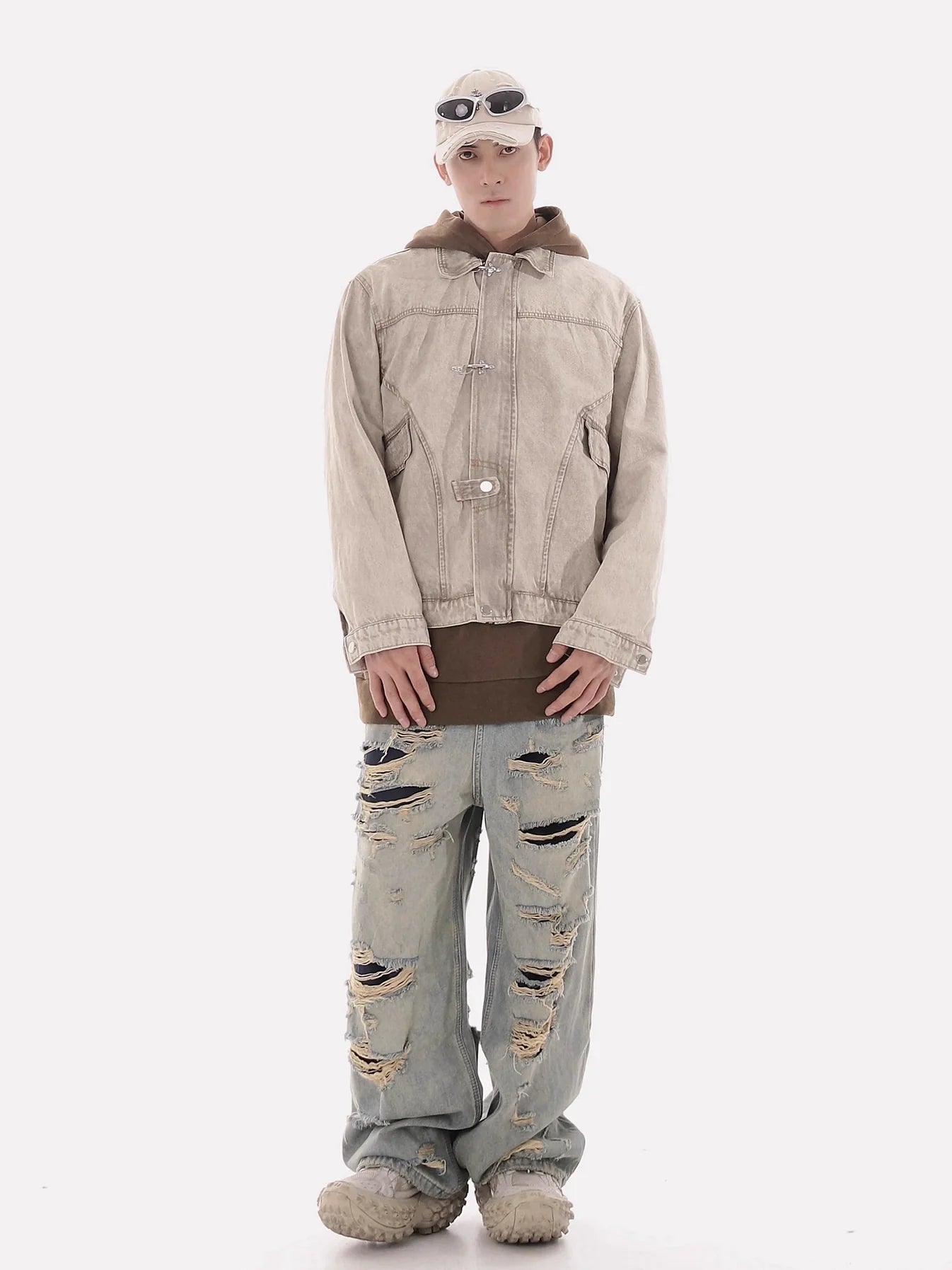 Knife Cut Damaged Denim Pants