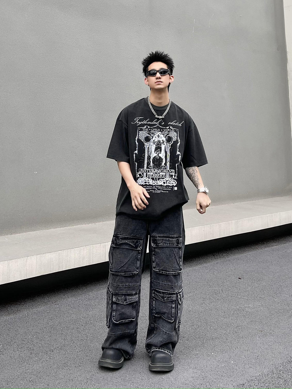 Heavy Wash Pocket Cargo Pants