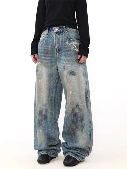 Ink Splash Dirty Wide Jeans