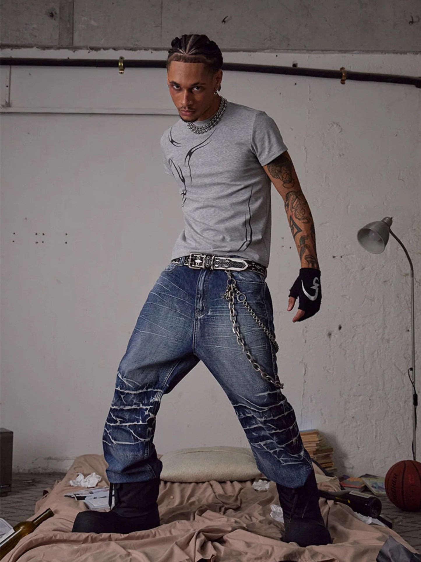 Lightning Ripple Denim Pants