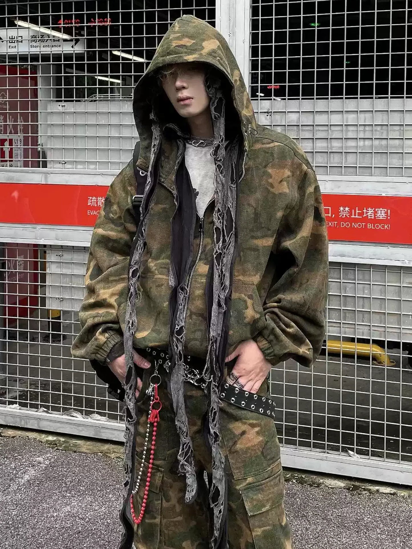 Dull Camouflage Full Zip Hooded Jacket