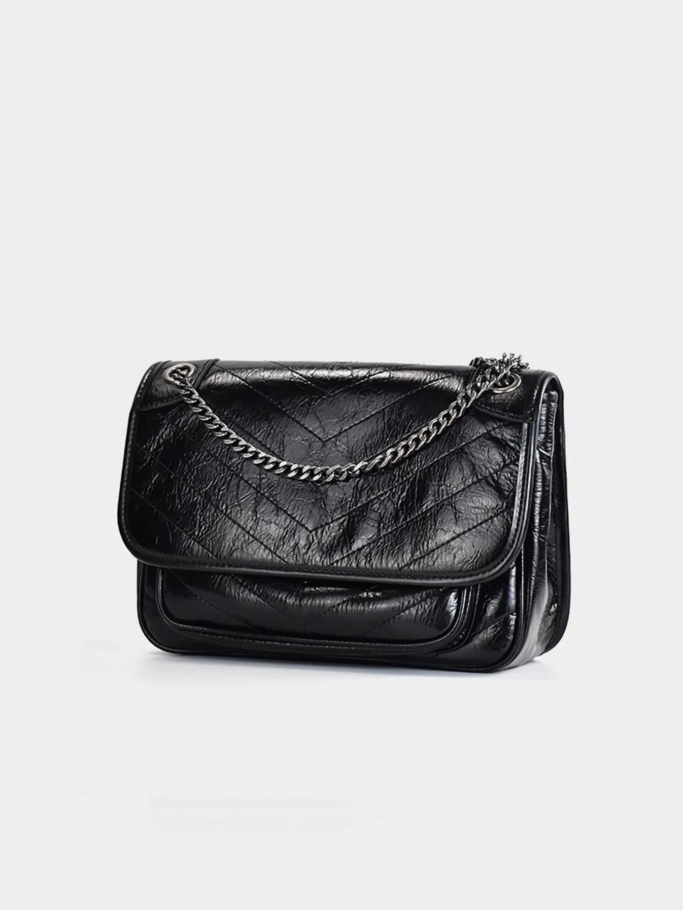 Black Chain Leather Bag