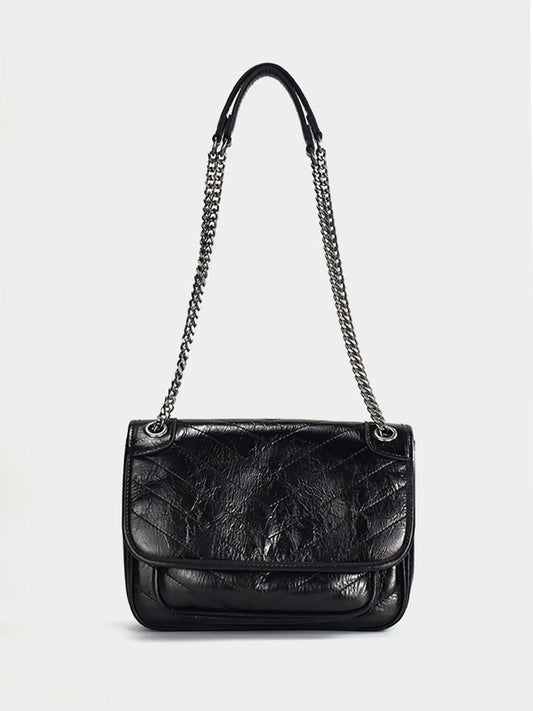 Black Chain Leather Bag