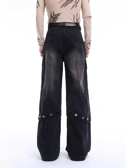 Metal Structure Cargo Denim Pants